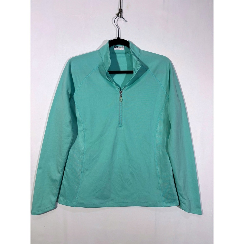 Sporty Preppy Athletic Callaway Quarter Zip Pullover Womens Large Seafoam Green